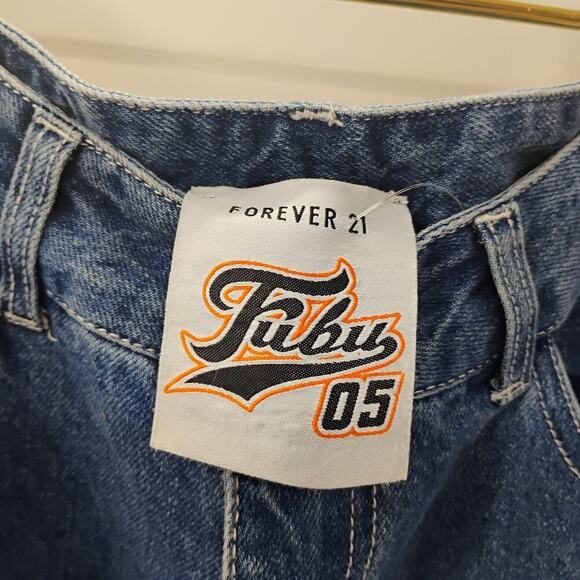 Fubu 05 x Forever 21 Baggy Jeans Sz S Wide Horseshoe Leg Grunge Raver Skater Y2K - Picture 10 of 11